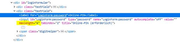 Sparda-Bank dumb password rule screenshot